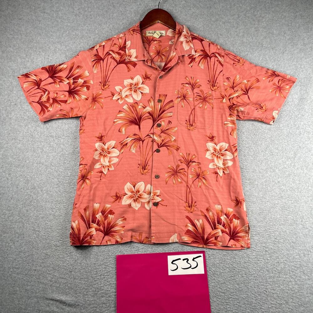 Tommy Bahama Hawaiian Print Silk Shirt Small Button Up Short Sleeve Mens *SEE